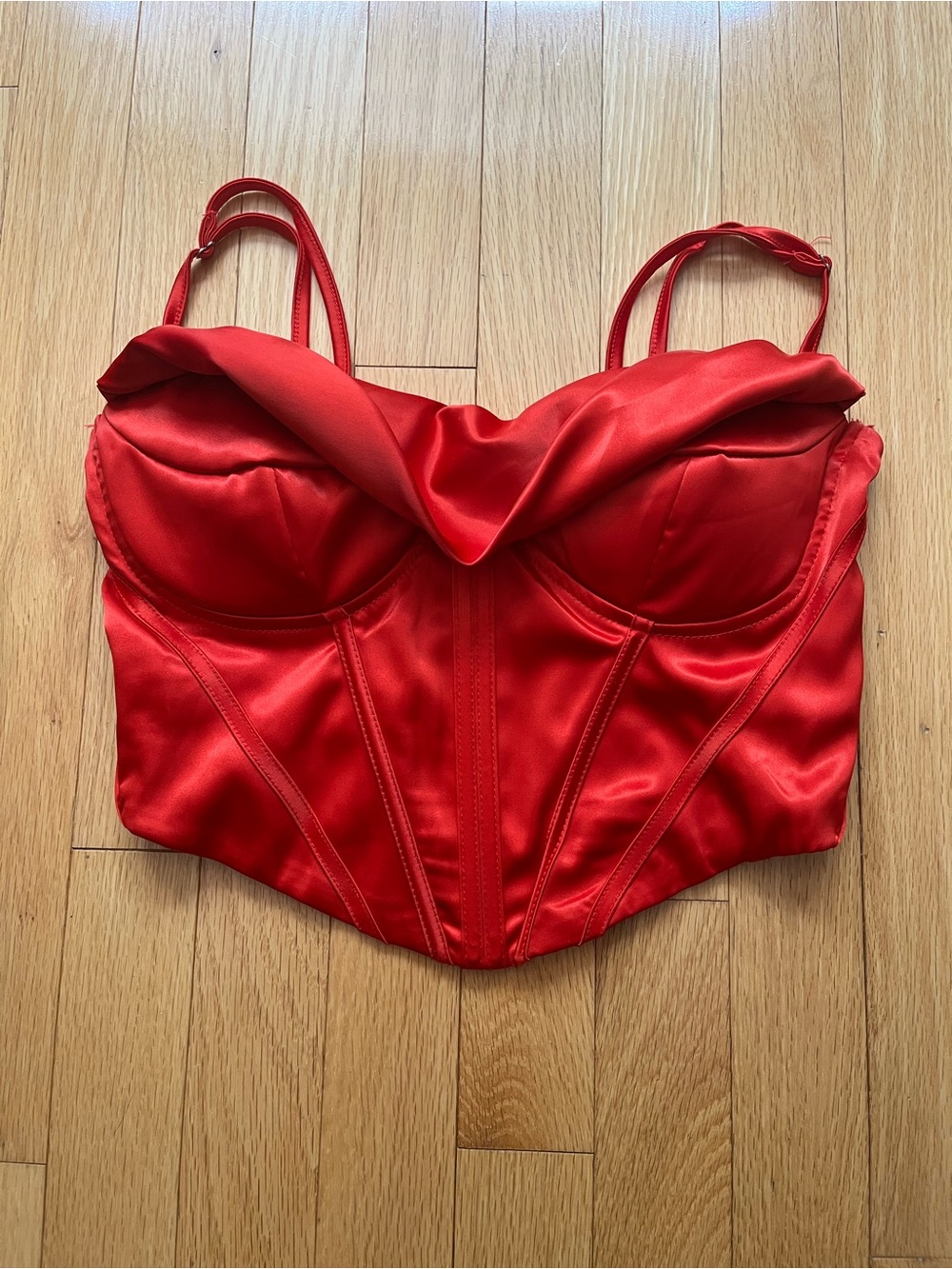 Red Satin Bustier Crop Top - Women's Intimates